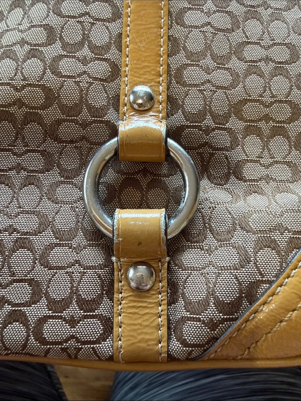 Coach Brown and Tan Signature Canvas Tote